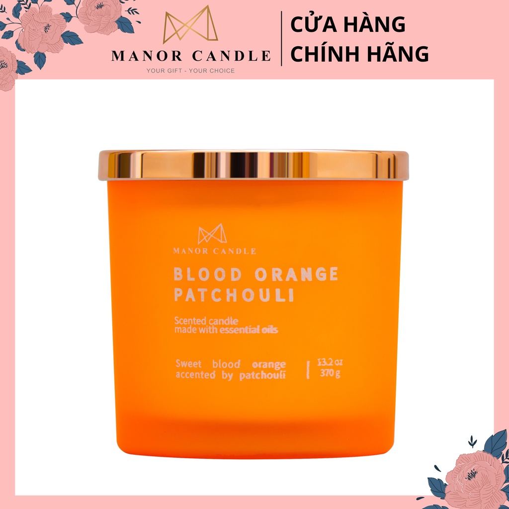 Nến thơm BLOOD ORANGE PATCHOULI cao cấp không khói an toàn, sáp cọ size 13oz 3 bấc 300gram