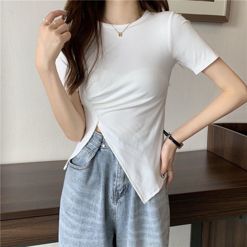 Áo Tay Ngắn cổ tròn Xẻ Tà hàng thiết kế NTN shop