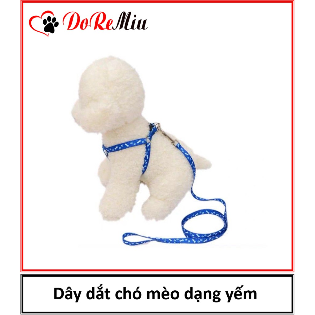 Doremiu (2 size) Dây dắt chó mèo dạng yếm nhỏ xinh 1 lớp dây xích vải mỏng cho thú cưng nhỏ