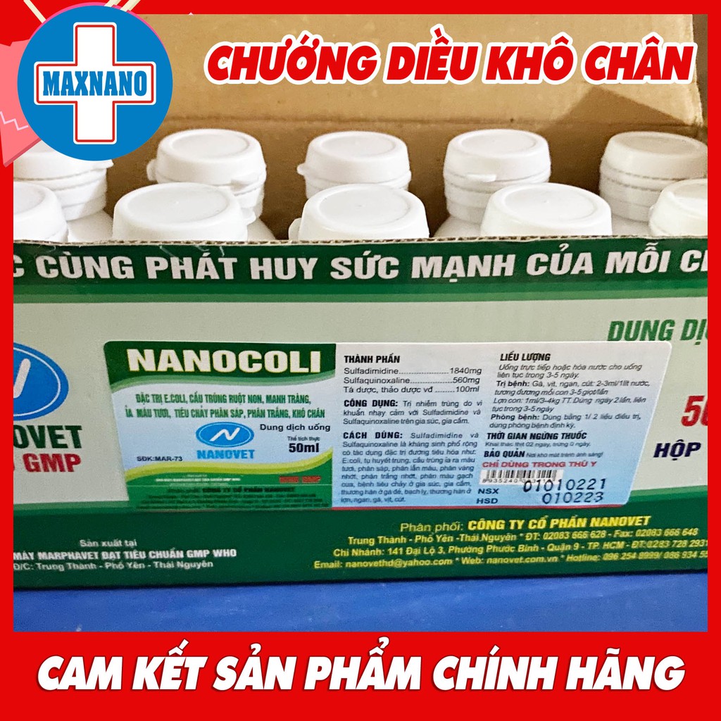 NANOCOLI 50ml - NANOVET chữa bệnh đường ruột trên chim, gia cầm non
