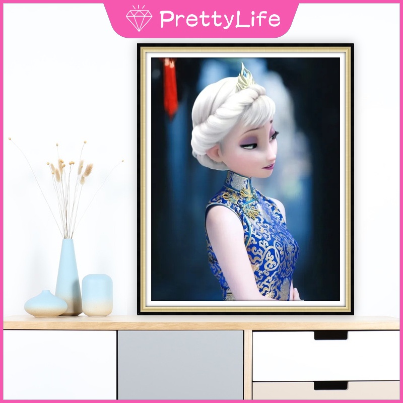 Bộ Tranh Đính Đá 5D Tự Làm Hình Cô Gái Băng Giá 30x40cm / 40x50cm Trang Trí Nhà Cửa