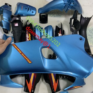 Dàn áo xe wave thái-wave nhỏ-wave 110 lắp cho đời 1997 đến 2006-nhựa ABS ccao cấp màu xanh ngọc sườn màu đen+TẶNG TEM