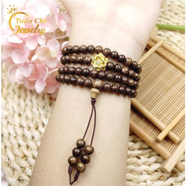 ⚡TẶNG HỘP⚡Vòng Tay Trầm Hương- Chuỗi Tràng 108 Hạt Phong Thủy Cao Cấp, Kết Hợp Hoa Sen Bạc Xi Vàng Siêu Bền