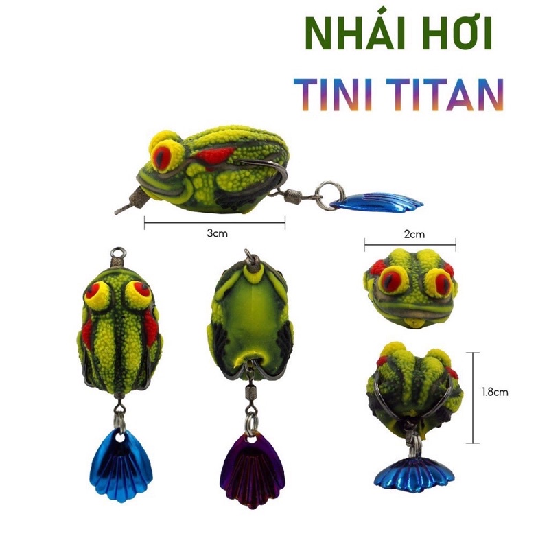 Nhái hơi Tini Titan cao su 3cm/7gr _câu cá lóc,chuối,vượt