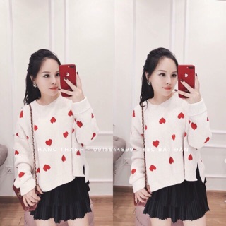Áo len tim siêu cute kèm ảnh thật