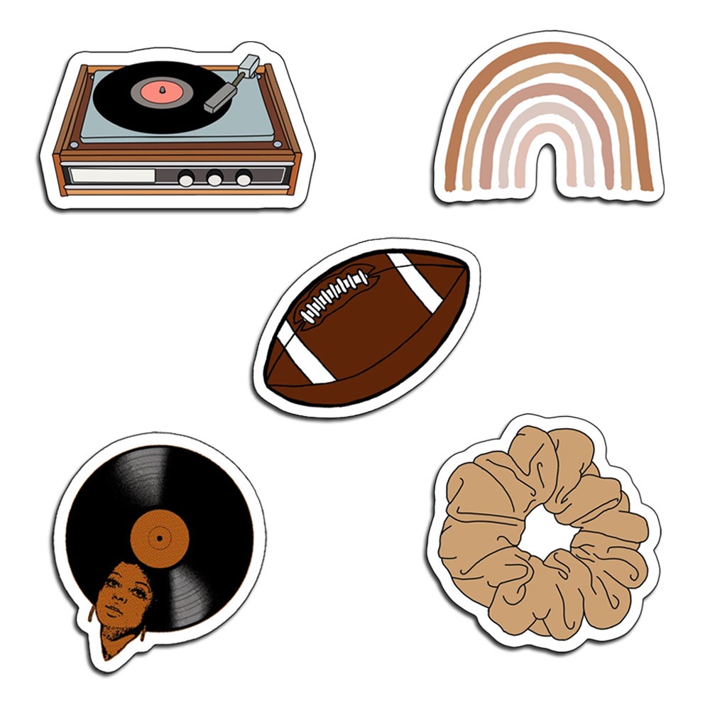 Sticker hình dán tông nâu dễ thương trang trí mũ bảo hiểm Laptop journal sổ tay