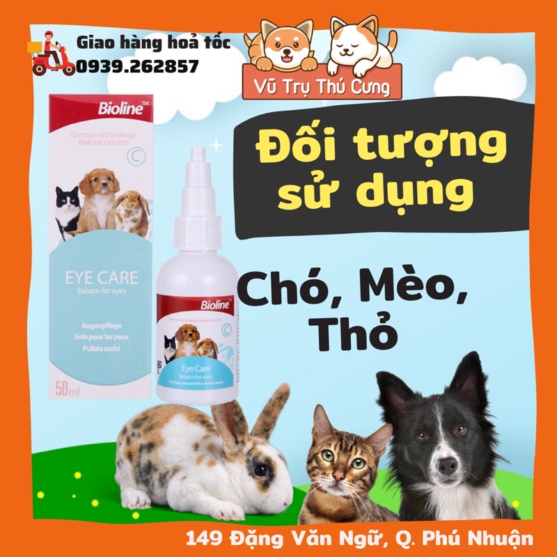 Dung dịch vệ sinh khoé mắt cho Chó Mèo Thỏ, Bioline 50ml
