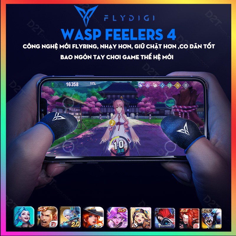 [THẾ HỆ MỚI] Flydigi Wasp Feelers 4 | Găng tay chơi game PUBG, Liên quân, chống mồ hôi, cực nhạy