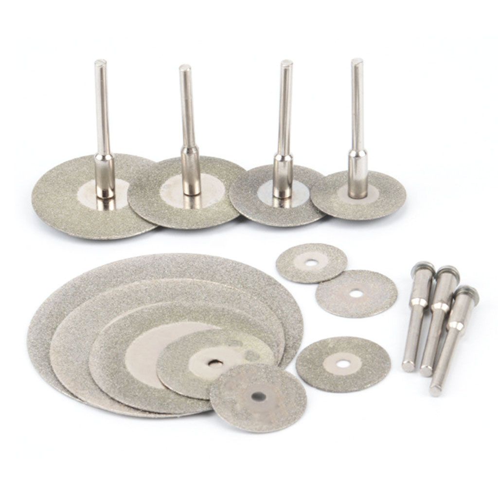 Set 10 đĩa cắt kim cương mini hình tròn kèm trục cắt
