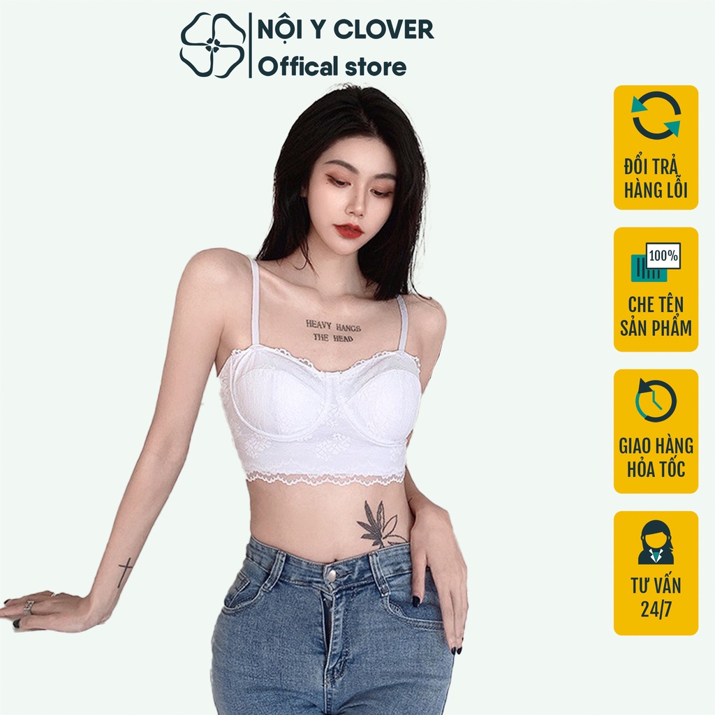 Áo Ngực Ren Nâng Ngực Không Cài Clover Official, Áo Bra Tạo Khe Ngực 1890
