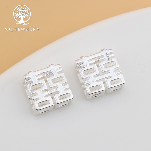 Charm bạc song hỷ xỏ ngang - NQ Jewelry