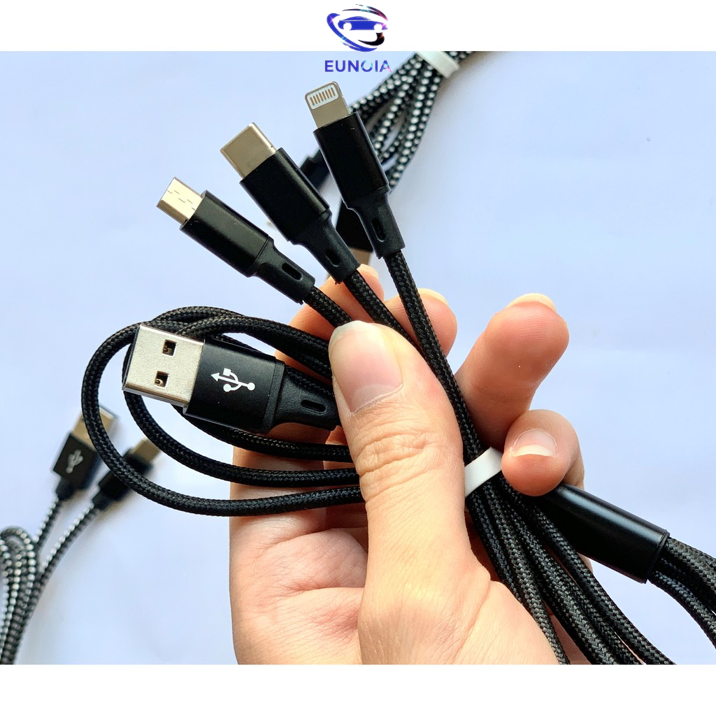 [DÂY SẠC NHANH]Dây Cáp Sạc Hỗ Trợ SẠC NHANH 3 Đầu Cao Cấp-Micro USB/Type C/