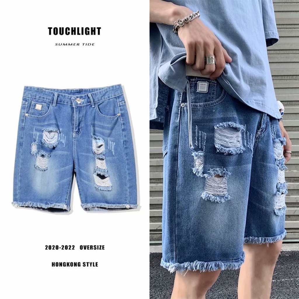 [xả kho lẻ size] Quần Đùi Nam Chất Jean rách Mềm Mát Pon.mens