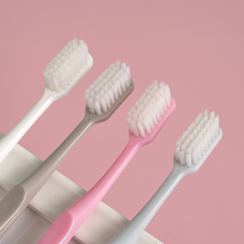Set 4 bàn chải đánh răng đầu nhỏ lông tơ mềm mại có nắp đậy HÀNG XUẤT NHẬT
