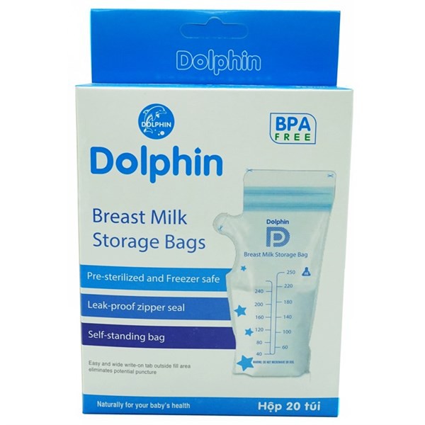 Túi Trữ Sữa |Dolphin Túi 250ml (Hộp 20 Túi)