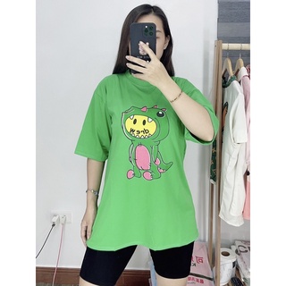 Áo phông nữ hình khủng long xanh
