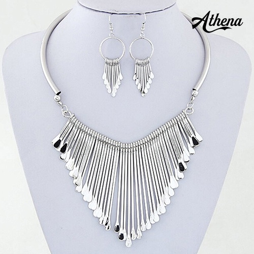 Set Vòng cổ Và Đôi Khuyên Tai Đính Đá Thời Trang Sang Trọng Cho Nữ