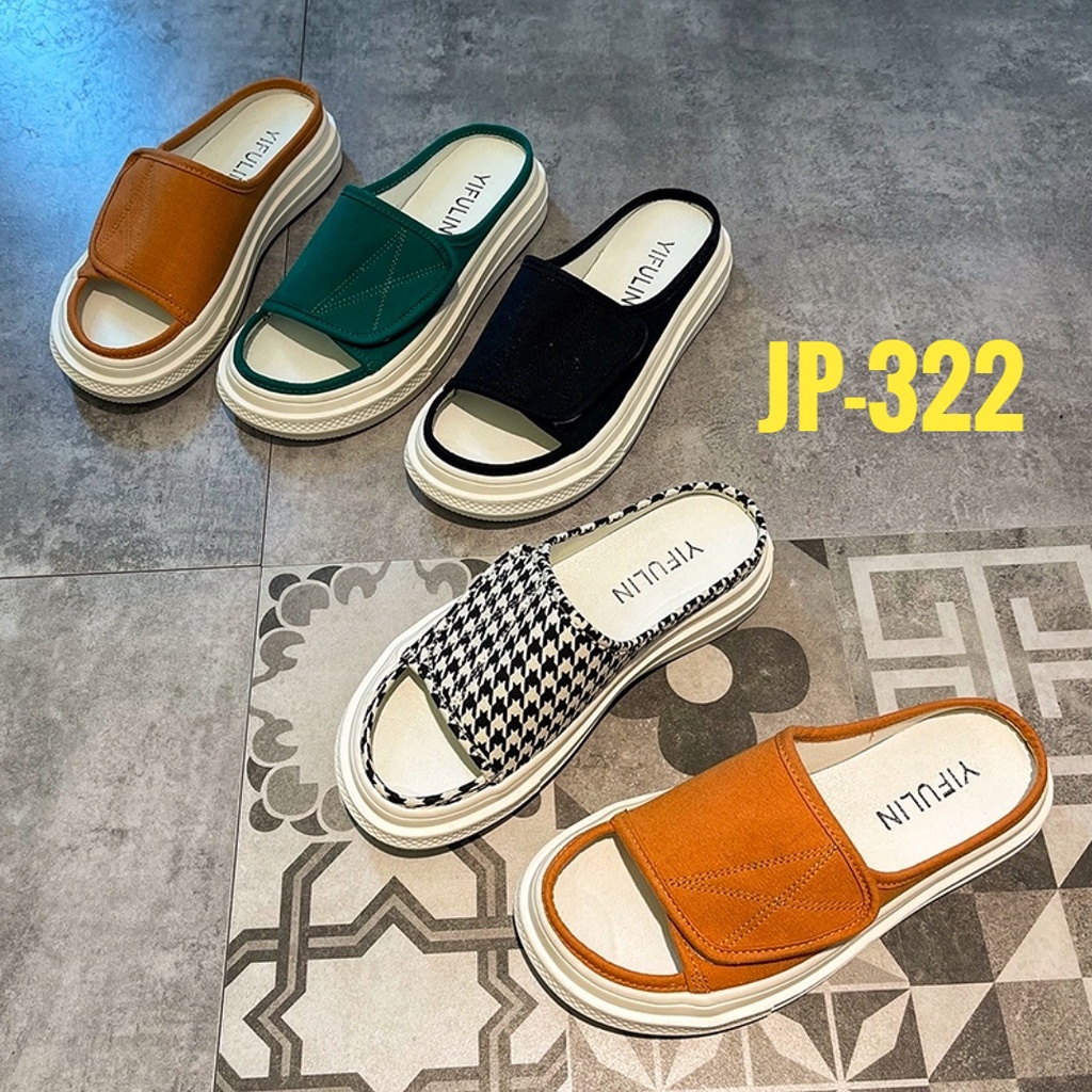 [NEW] Dép độn đế nữ quai ngang JP322 chất lượng cao - Dép nữ vintage quai dán