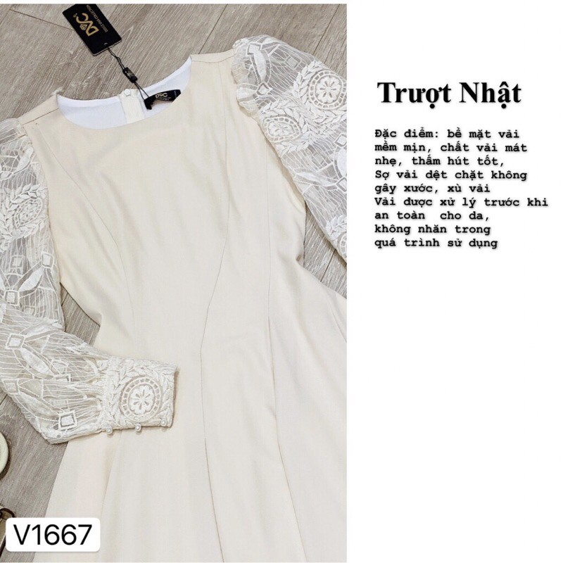 Đầm thiết kế DVC cực sang chảnh, váy dáng xòe cao cấp màu kem,sammi shop | BigBuy360 - bigbuy360.vn