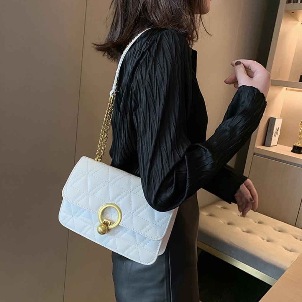 Túi Xách Nữ Đeo Chéo Dây Xích Móc Khóa Hình Tròn  HARA Túi Xách