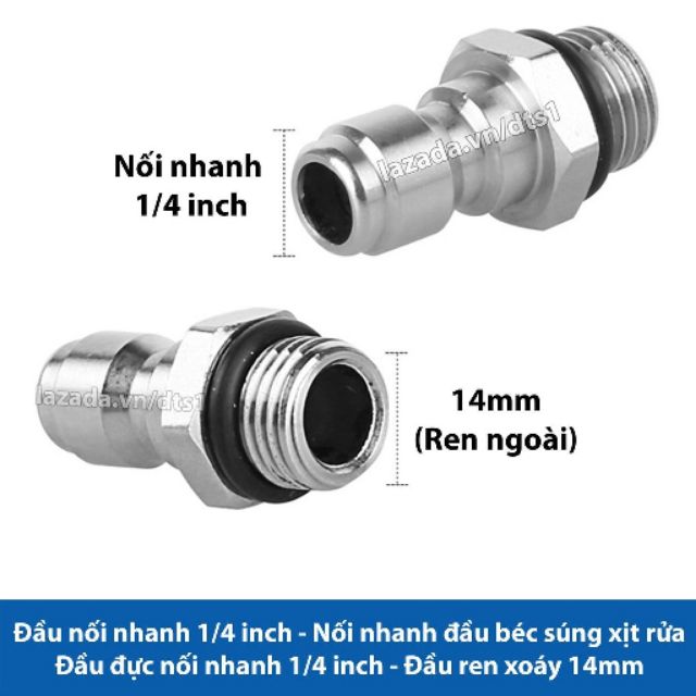 Đầu đực nối nhanh 1/4 inch dùng cho bình bọt tuyết và béc rửa xe