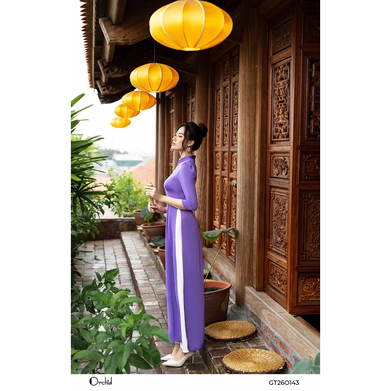 Bộ áo dài lụa trơn phối ngọc sang trọng- chất lụa cao cấp orchid GT26O143 | BigBuy360 - bigbuy360.vn