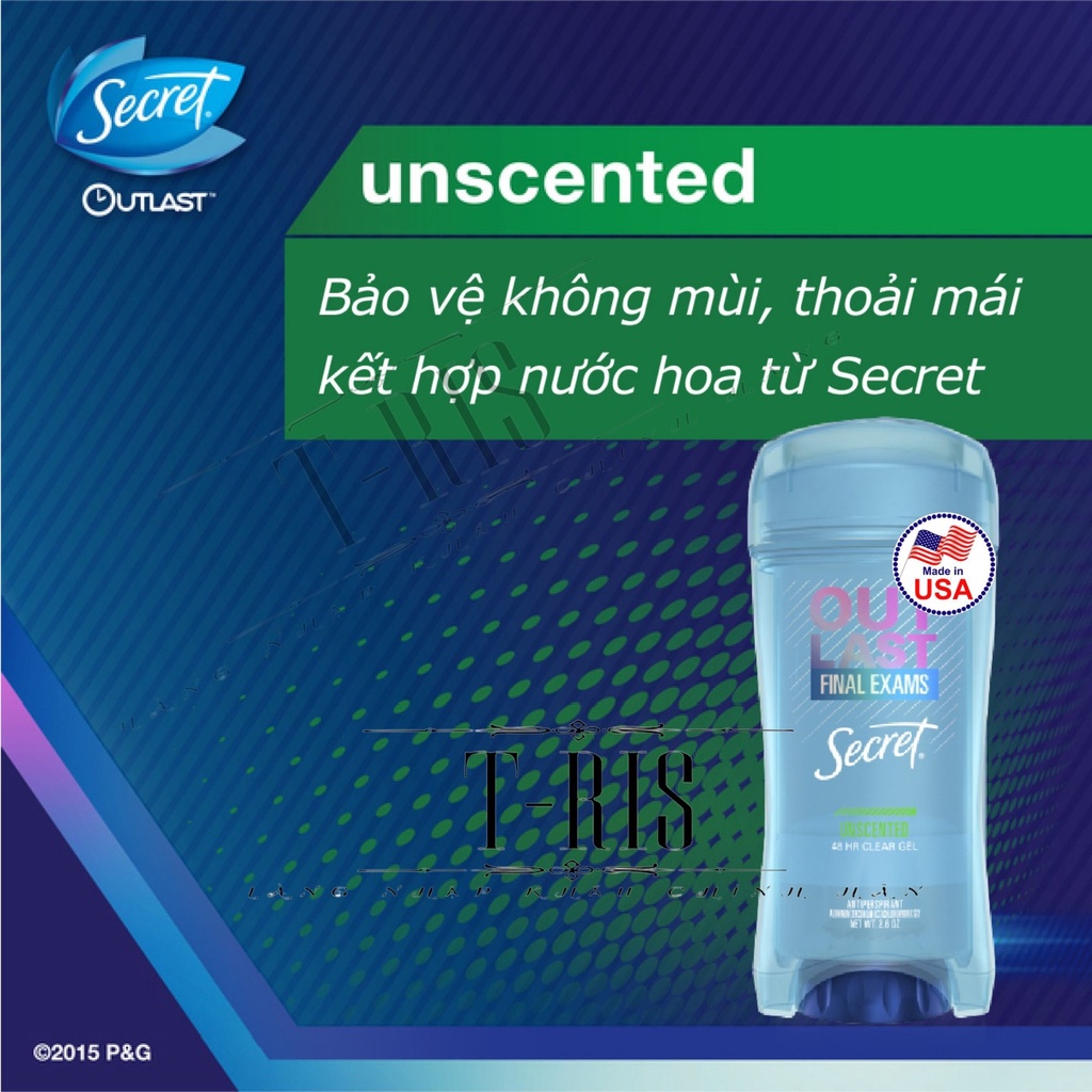 [Mẫu mới] Lăn khử mùi nữ Secret Clear Gel 73g [Made in USA]