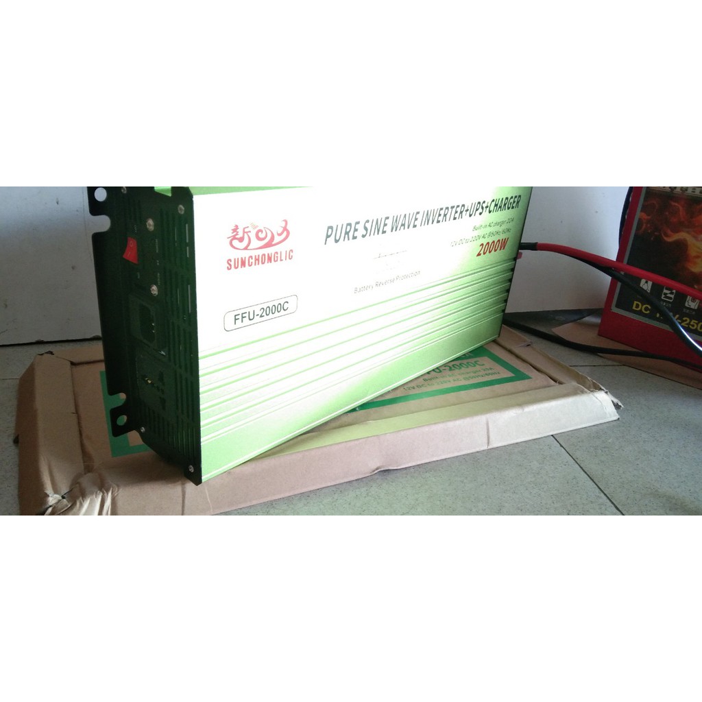 KICH ĐIỆN INVERTER 12V 2000W SIN CHUẨN 2IN1 Sạc lưới 20A Và UPS FFU-2000C Hàng Chất Lượng