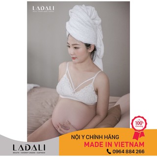 [HÀNG THIẾT KẾ LALUNA] Bộ đồ lót Bầu ren trắng, Bra không gọng đệm mút mỏng size lớn cho mẹ bầu - B08 Trắng