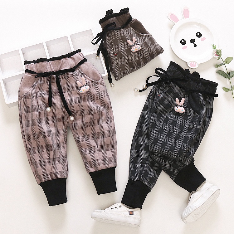 Quần legging lót lông thỏ bông bé gái size 7-15kg