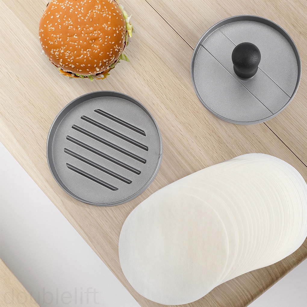 Khuôn Làm Bánh Hamburger Bằng Kim Loại Chống Dính Kèm 100 Giấy Sáp Waxed