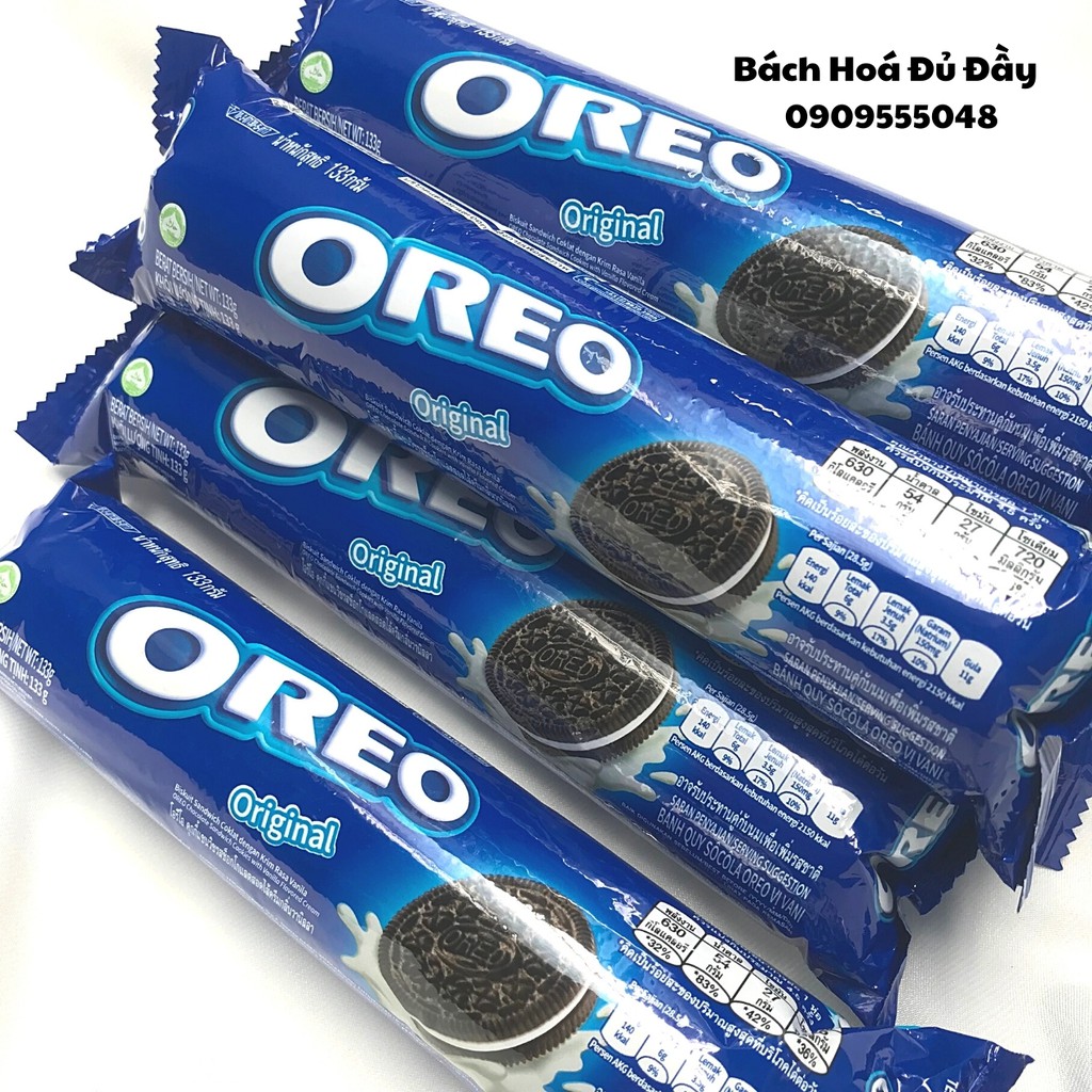 Bánh quy socola Oreo vị Vanilla gói 119,6g thơm ngon chuẩn vị