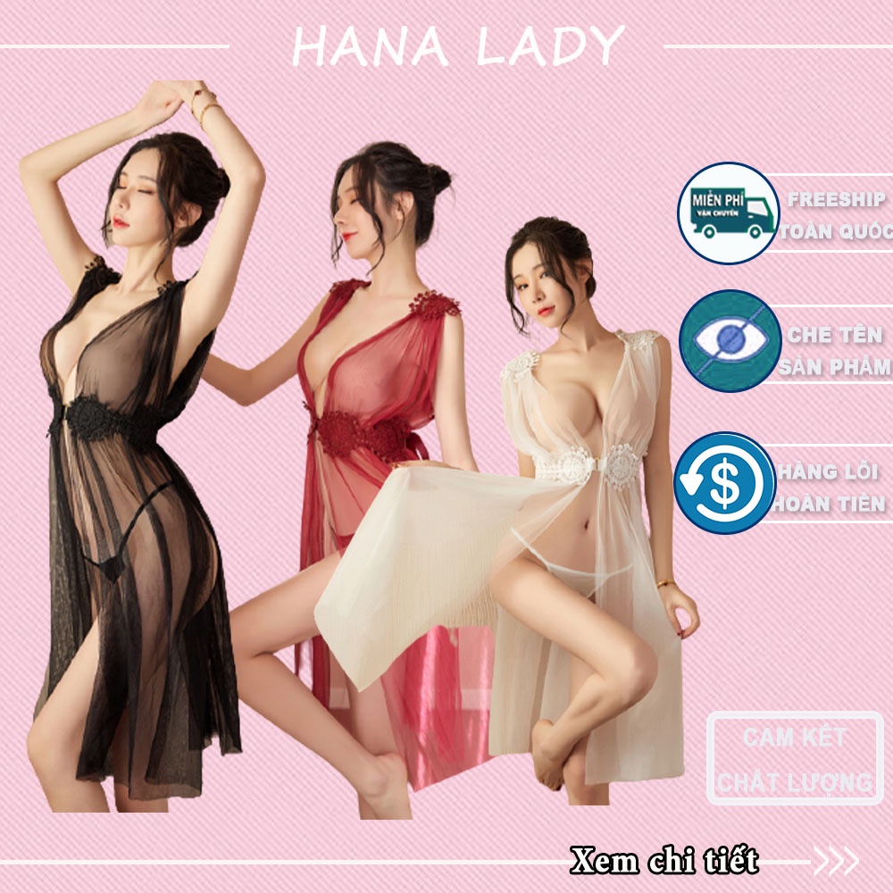 Váy ngủ sexy đầm mặc nhà xẻ tà xuyên thấu siêu mỏng quyến rũ gợi cảm VN396 | BigBuy360 - bigbuy360.vn