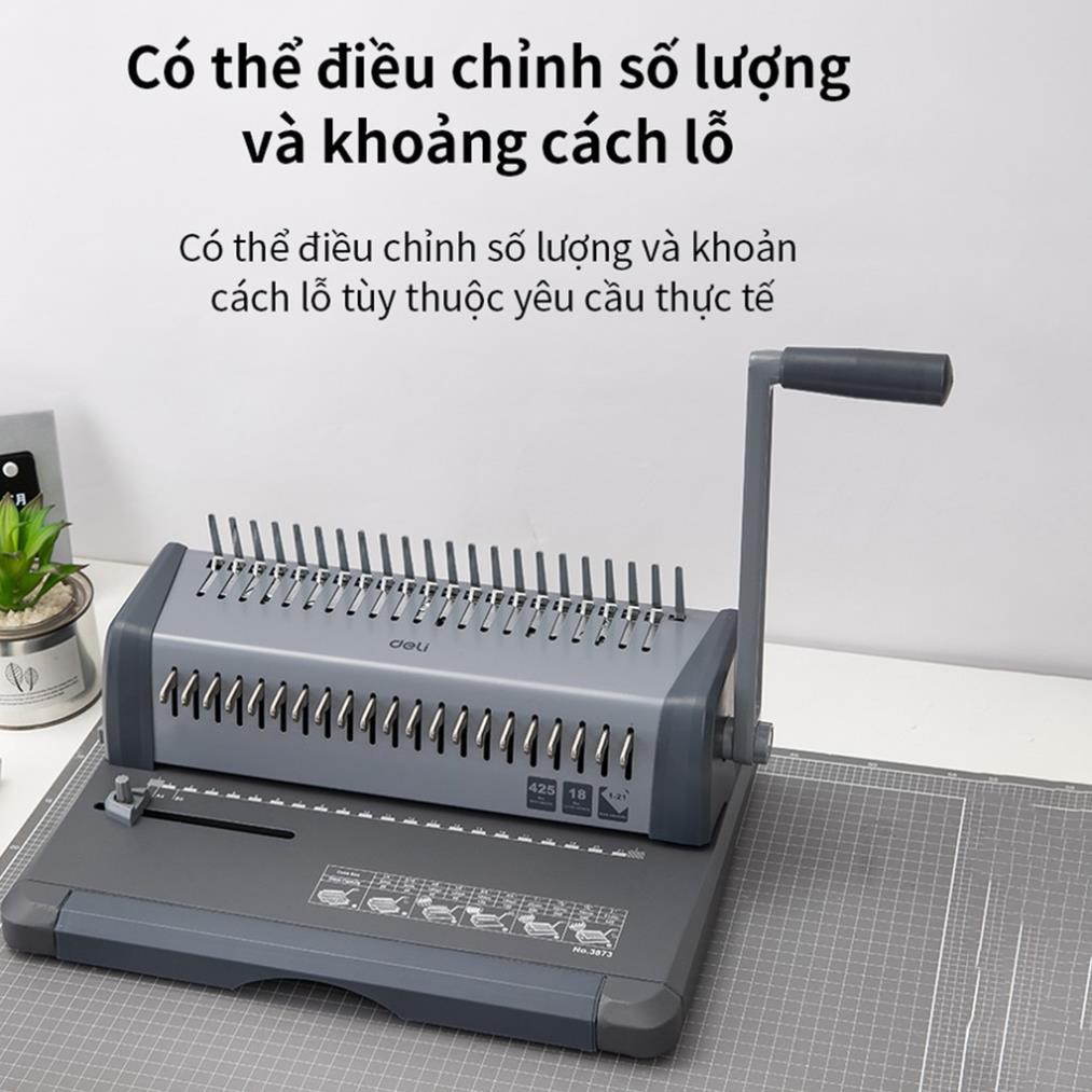 Máy đóng gáy xoắn cao cấp chính hãng Deli E3873