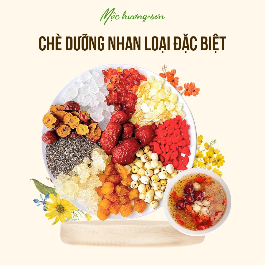 Set chè dưỡng nhan loại Đặc Biệt (Tuyết yến, long nhãn, hạt sen, táo đỏ, kỷ tử, đường phèn)