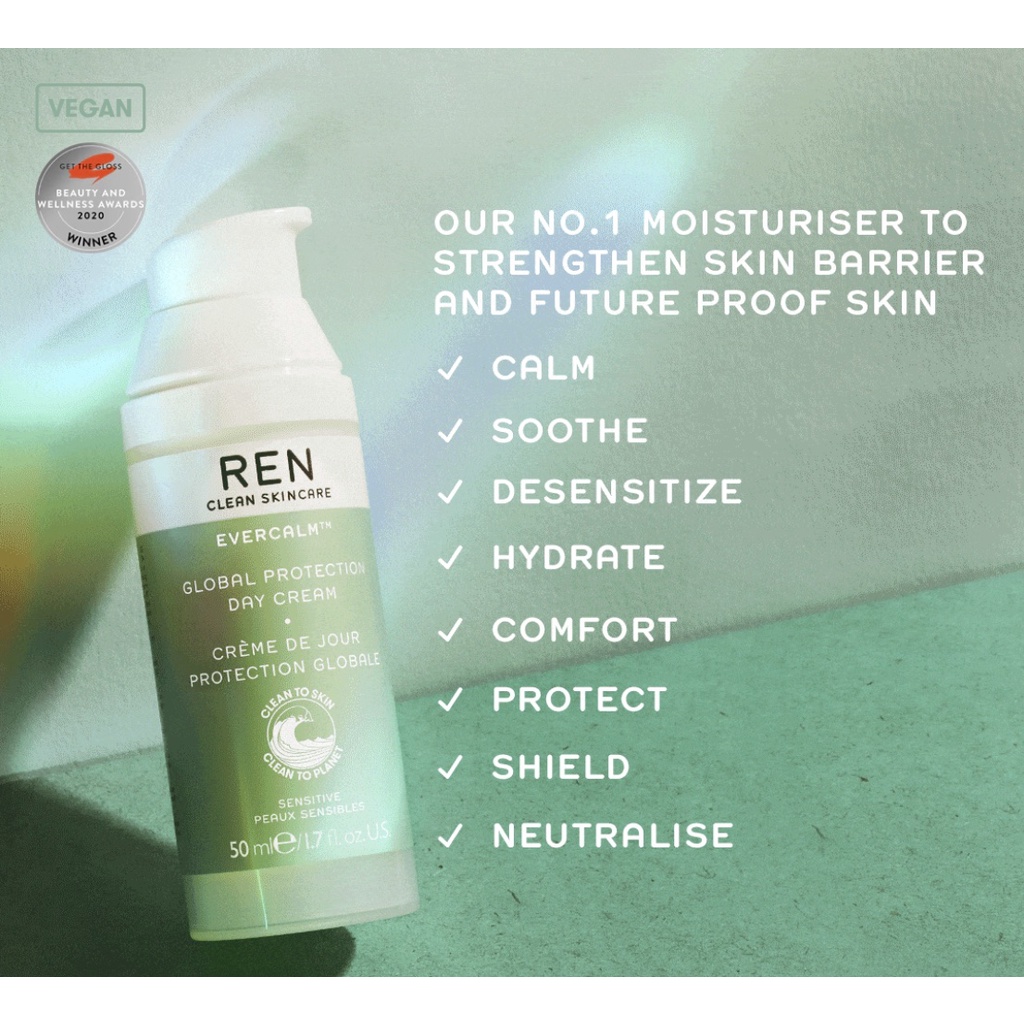 REN Evercalm Global Protection Day Cream - Kem dưỡng ngày lành tính làm dịu da