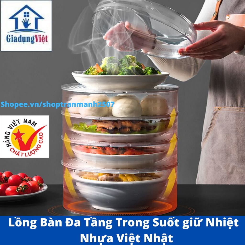 Lồng bàn đa tầng trong suốt giữ nhiệt chống bụi Nhựa Việt Nhật