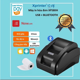 Máy in hóa đơn XPRINTER XP 58IIH Kết nối cổng USB + Bluetooth