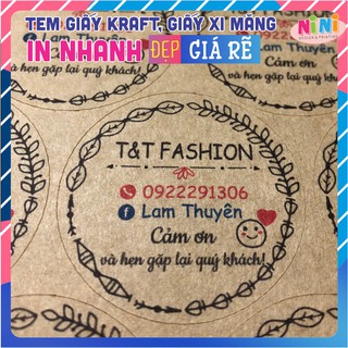 In tem, decal, logo, sticker dán (5 tờ) chất liệu decal kraft (da bò, xi măng) theo yêu cầu
