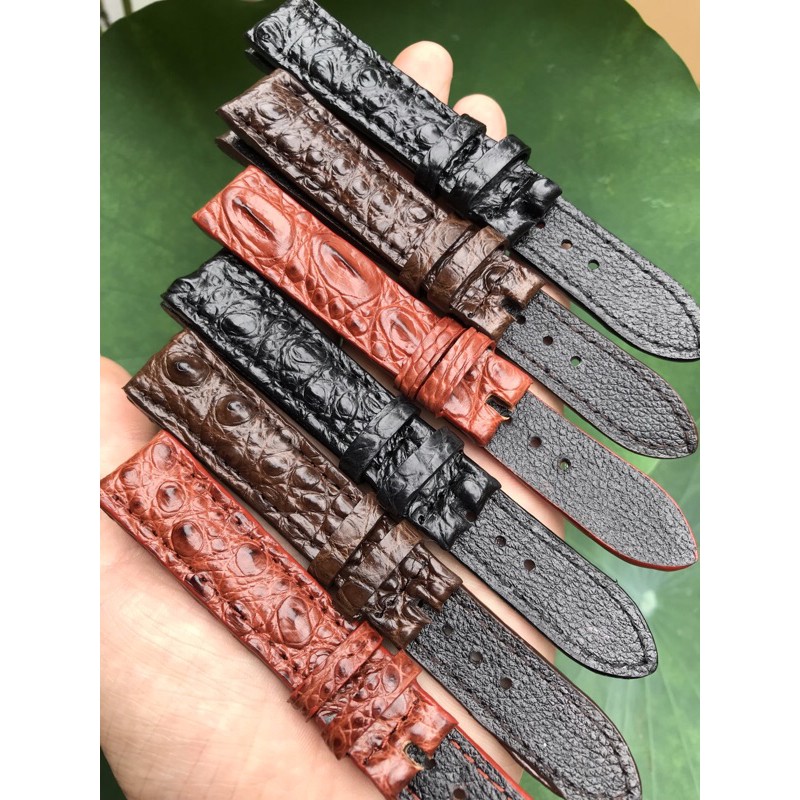 Dây đồng hồ da cá sấu size 18