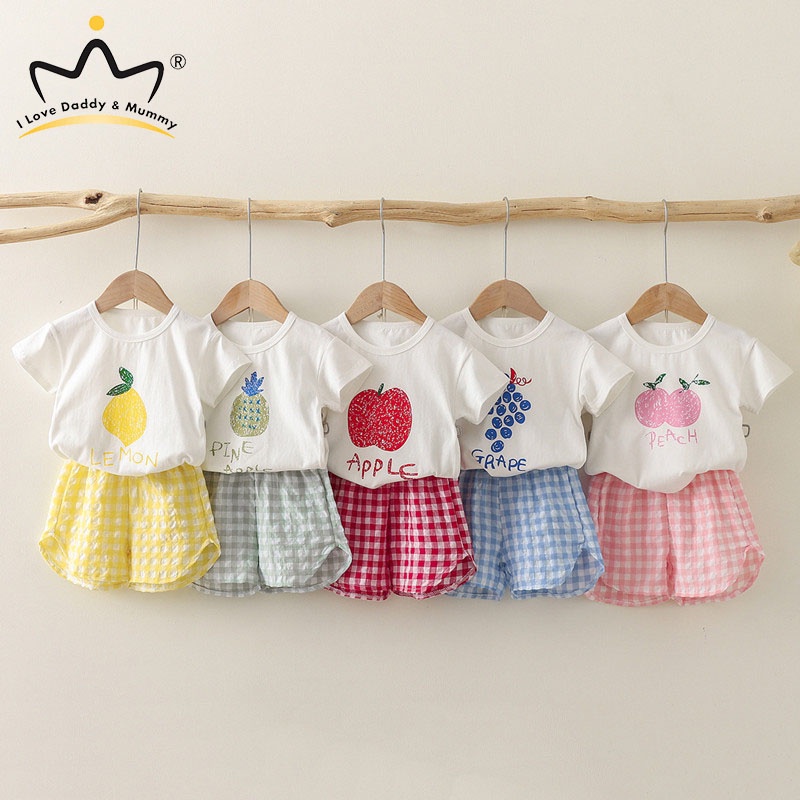 Set Áo Thun Tay Ngắn Và Quần Short Họa Tiết Trái Cây Thời Trang Mùa Hè Mới Cho Bé Trai Và Bé Gái