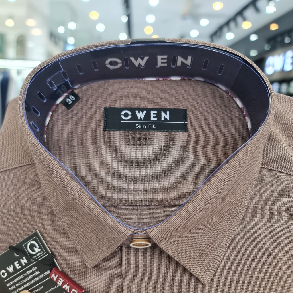Áo Sơ Mi Nam Dài Tay Owen AS23366D Somi Công Sở Cao Cấp Màu Nâu Đậm Melange Dáng Ôm Không Túi Vải Cafe Mềm Mát Khử Mùi | BigBuy360 - bigbuy360.vn
