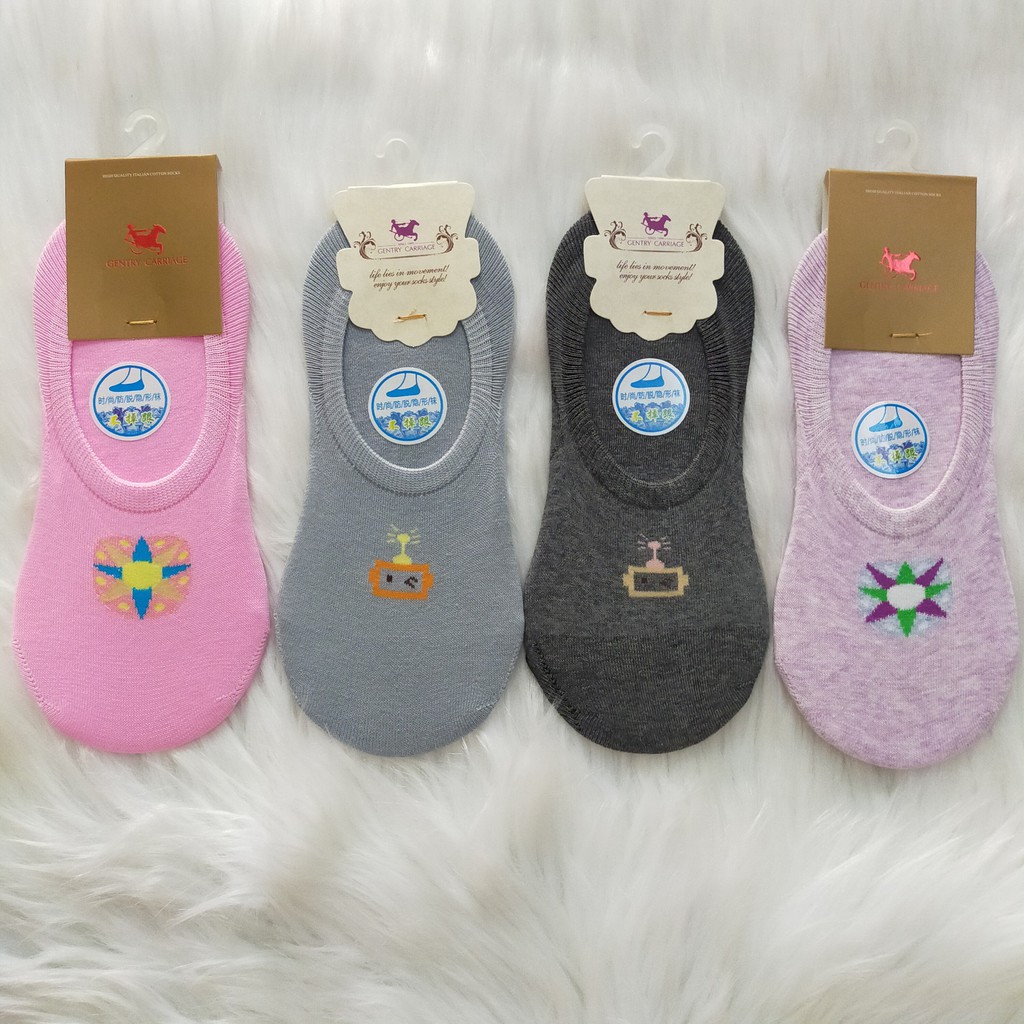Vớ/tất nữ cổ ngắn trơn lười cao cấp Gentry Carriage chất cotton siêu co giãn thấm hút mồ hôi chống hôi chân thoáng khí