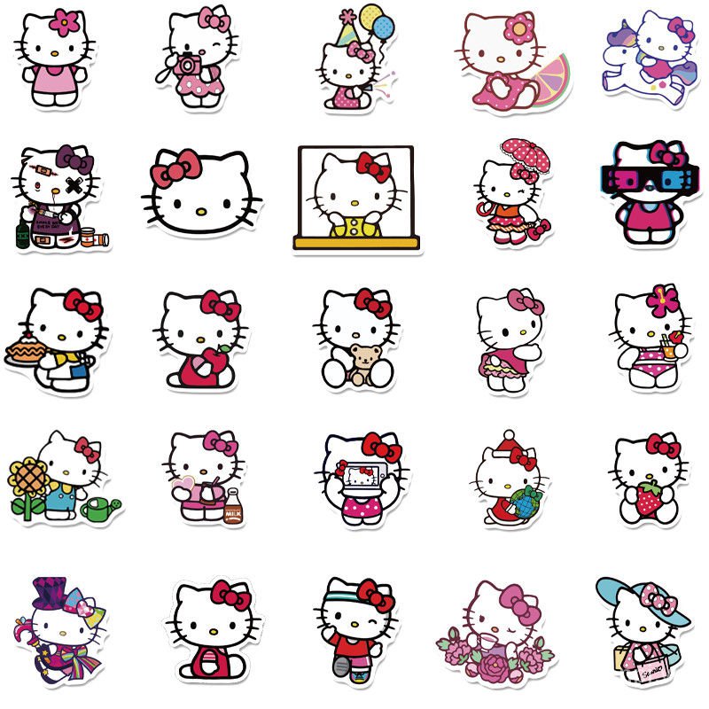 Bộ 50 Hình Dán Hello Kitty Dễ Thương Chống Thấm Nước