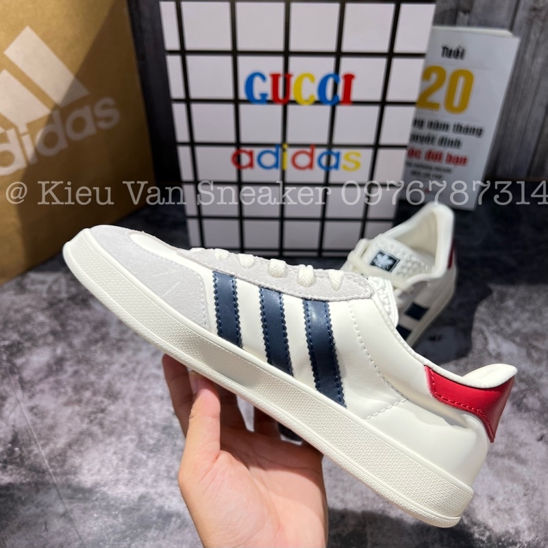 Giày Sneaker_Adidas x Gucciiii Gazelle White Red Blue/Adidasss New 2022 Tặng tất