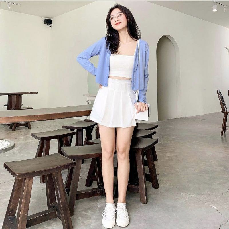Áo Cardigan croptop dài tay trẻ trung khoác ngoài hàng quảng châu