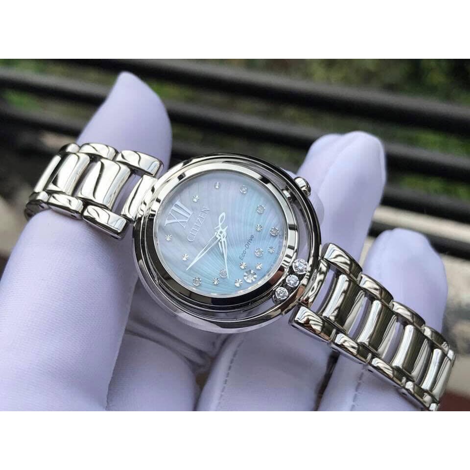 Đồng hồ nữ Citizen sunrise EM0320-59D - Máy Quartz Pin Eco Drive năng lượng ánh sáng - Kính Sapphire