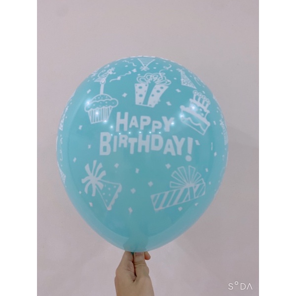 Bóng in chữ Happy Birthday và hoạ tiết - đủ màu - trang trí sinh nhật