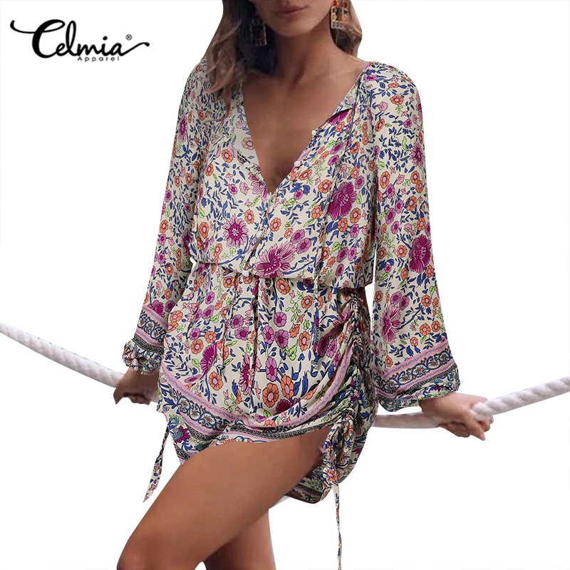 Áo liền quần CELMIA dáng ngắn cổ chữ V phối ren thời trang retro cho nữ