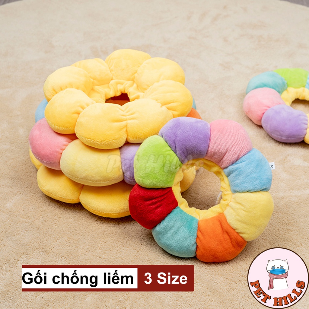 Vòng chống liếm cầu vồng cho mèo siêu đáng yêu - Gối chống liếm cho thú cưng
